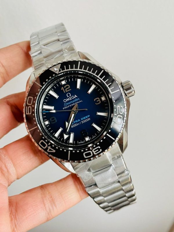Replica Omega Seamaster 6000M Ultra Deep SS SBF VF 1:1 Best Edition Deep Blue Dial on SS Bracelet A8912 SCG