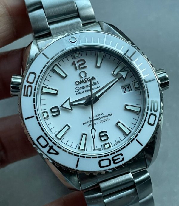 Replica Omega Planet Ocean Sea master 39.5mm White Real Ceramic VSF 1:1 Best Edition on SS strap A8906 - Image 6
