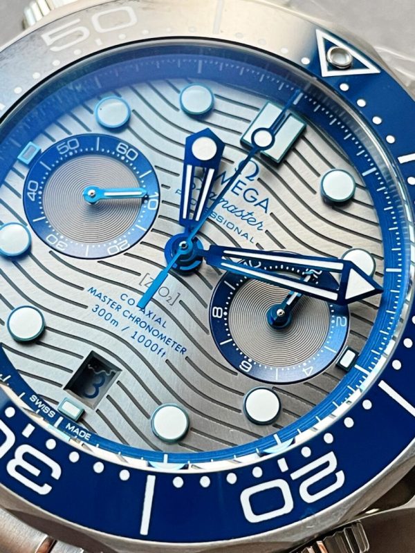 Replica Omega Seamaster 300M Chrono SS OMF 1:1 Best Edition Grey Dial on SS Bracelet A9900 - Image 2