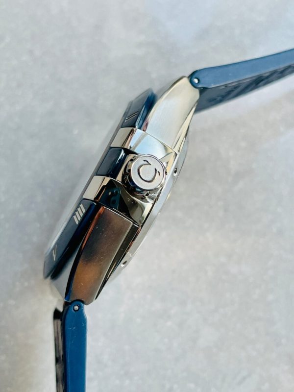 Replica Omega Constellation Blue Ceramic SS 8F 1:1 Best Edition Blue Dial on Blue Gummy Strap A8900 - Image 8