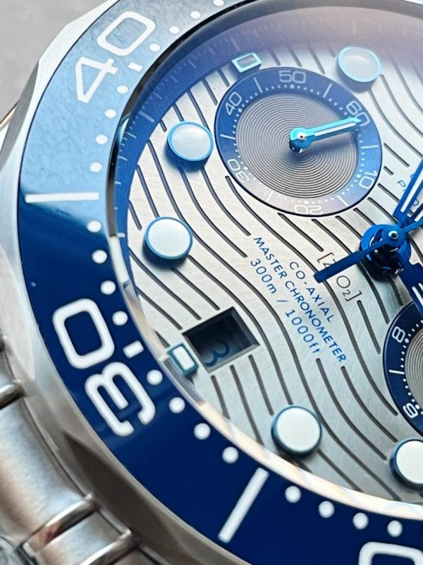 Replica Omega Seamaster 300M Chrono SS OMF 1:1 Best Edition Grey Dial on SS Bracelet A9900 - Image 8