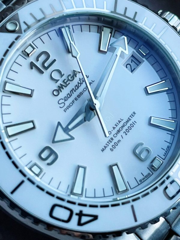 Replica Omega Planet Ocean Sea master 39.5mm White Real Ceramic VSF 1:1 Best Edition on SS strap A8906 - Image 5
