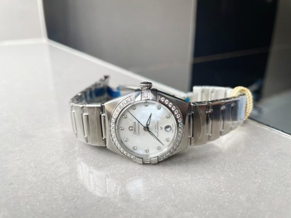 Replica Omega Constellation Co?Axial Master 29 mm Silver dial White dial on Diamond bezel - Image 2