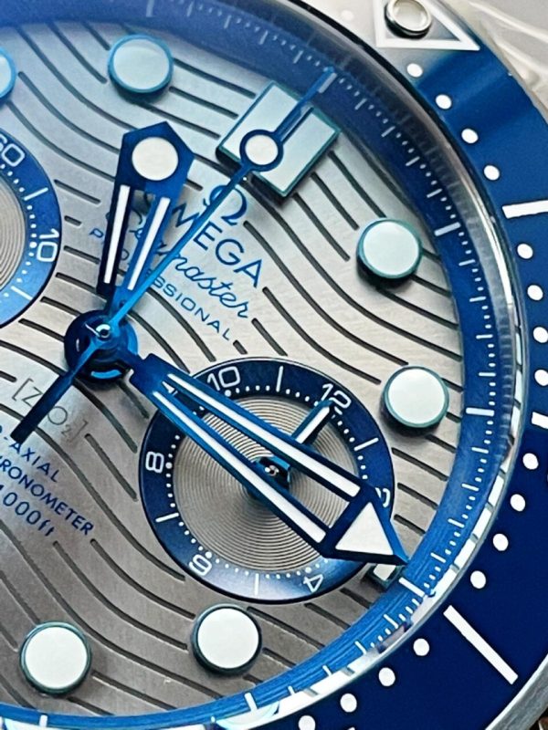 Replica Omega Seamaster 300M Chrono SS OMF 1:1 Best Edition Grey Dial on SS Bracelet A9900 - Image 6