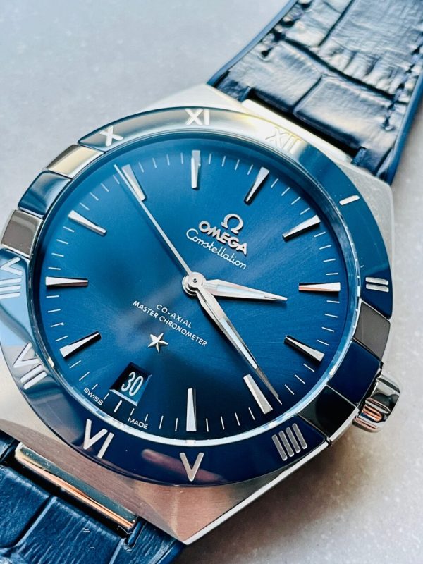 Replica Omega Constellation Blue Ceramic SS 8F 1:1 Best Edition Blue Dial on Blue Gummy Strap A8900 - Image 3