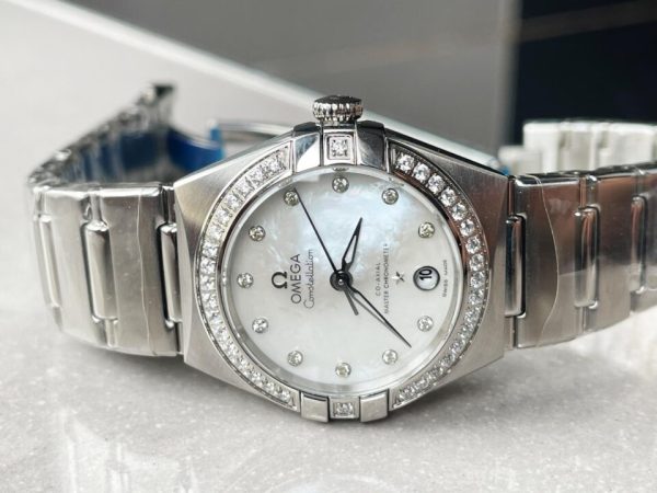 Replica Omega Constellation Co?Axial Master 29 mm Silver dial White dial on Diamond bezel - Image 5